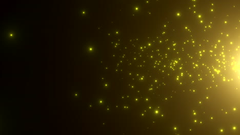 campos de estrellas amarillas cinematográficas y brillos de moscas en la galaxia