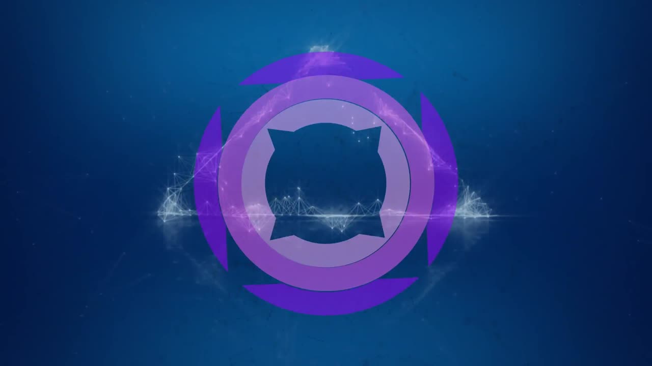 animación de escaneado de visores y red de conexiones sobre fondo azul