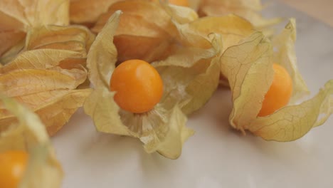 close-up of orange cape physalis fruits.