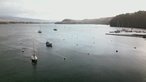 Circular-Aerial-Busy-Harbor-Filled-With-Boats-and-Beautiful-Light