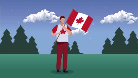 canadian man with flag animation