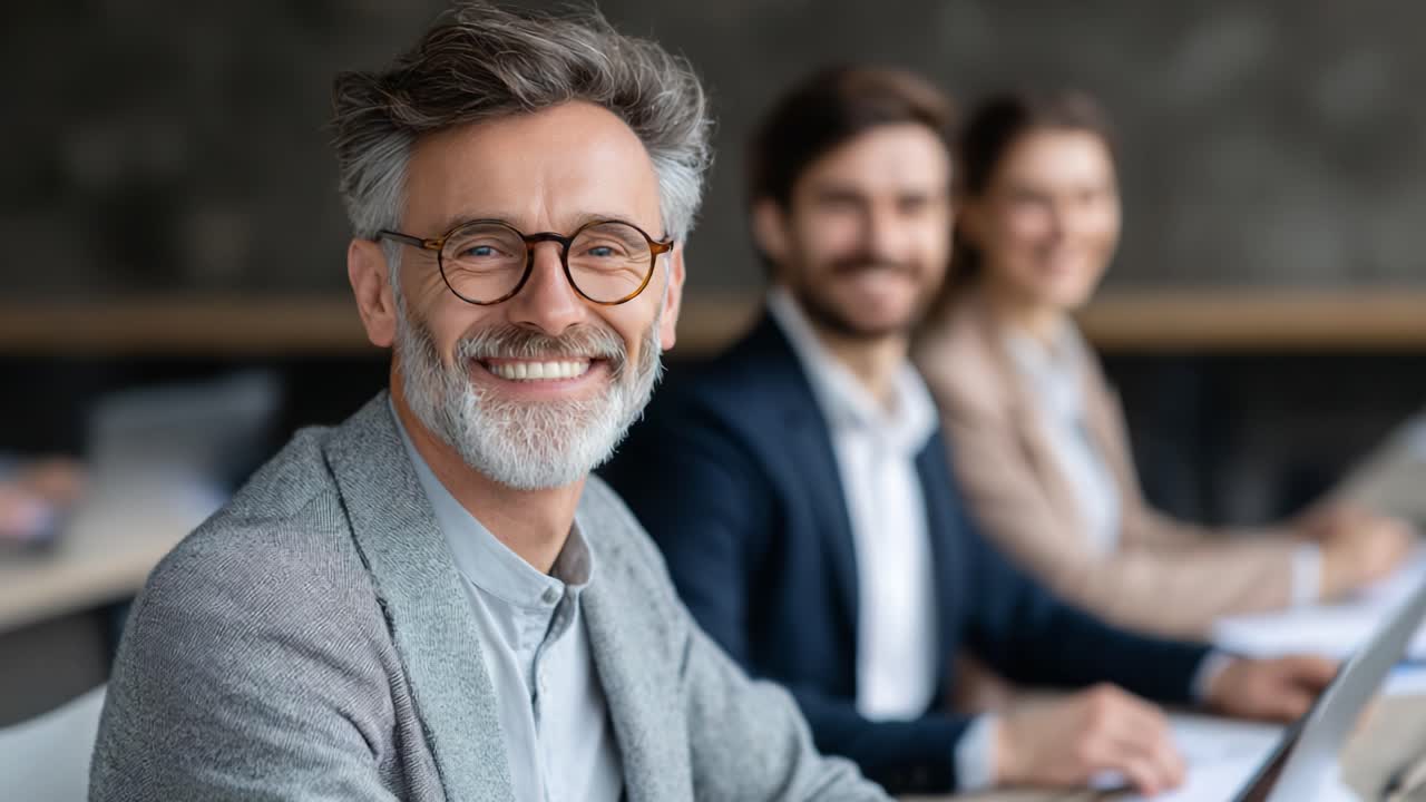 A Confident Professional Smiling with Colleagues in a Collaborative Environment, Engaging in Productive Conversations and Sharing Ideas for Future Success