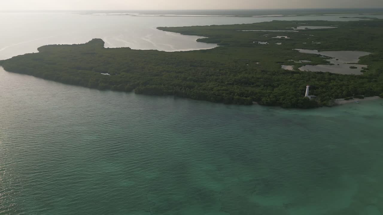 Aerial view of Sian Ka'an World Heritage natural reserve biosphere in Tulum Mexico riviera Maya