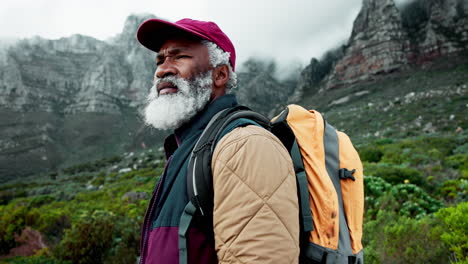 senior man hiking in the mountains