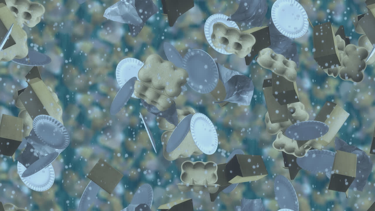 환경 오염 바다 폐기물 종이 루프 타일 배경 회전