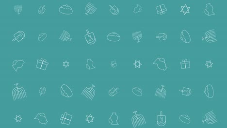 hanukkah holiday flat design animation background with traditional symbols