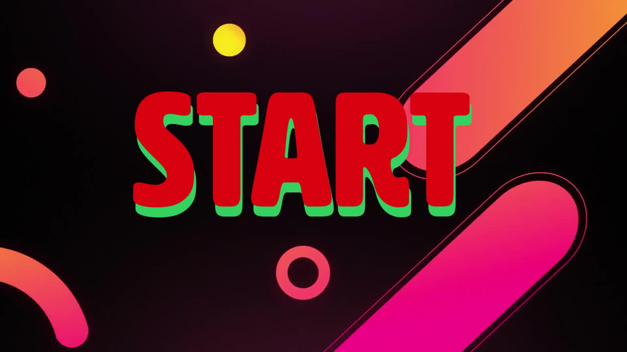 Animation of start text over shapes moving