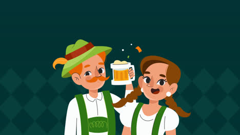 una animación de una colección plana de publicaciones de instagram para la celebración del festival de cerveza oktoberfest