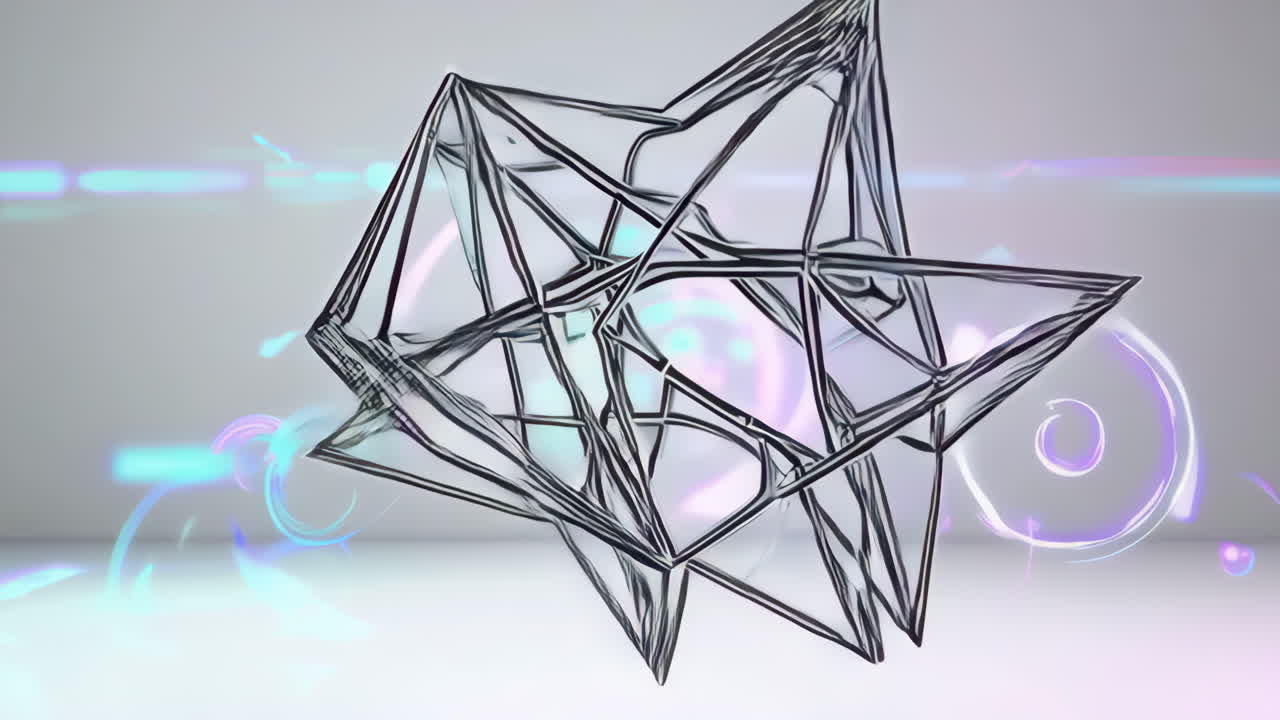 Abstract Geometric Structure with Glowing Neon Lights