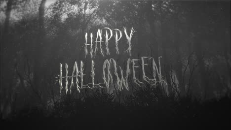 happy halloween and mystical halloween background with dark forest and fog 1