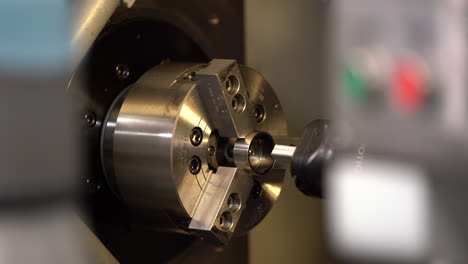 close-up of industrial machining process