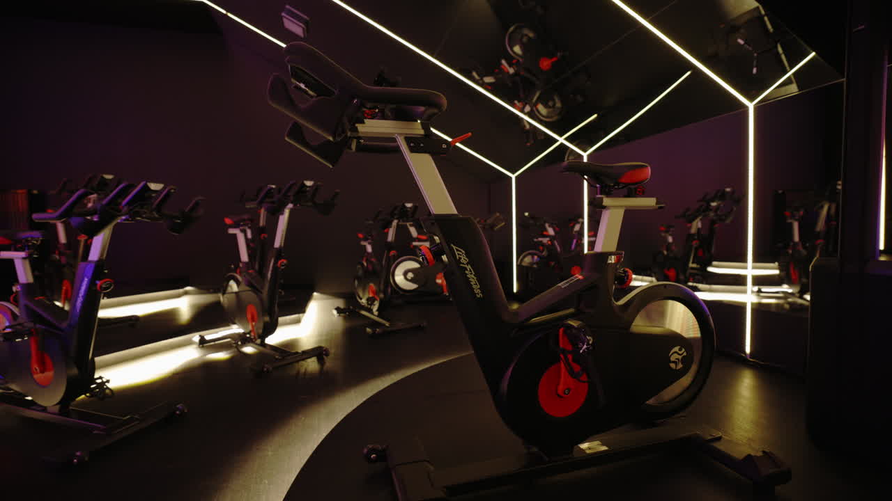 Spin Bikes in a Modern Fitness Studio