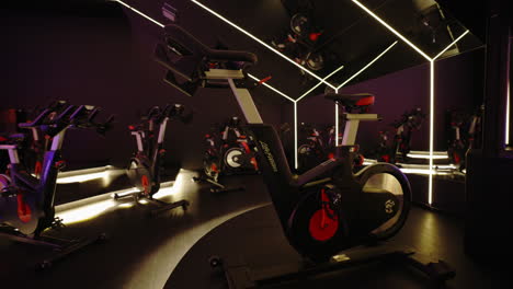 spin bikes in a modern fitness studio