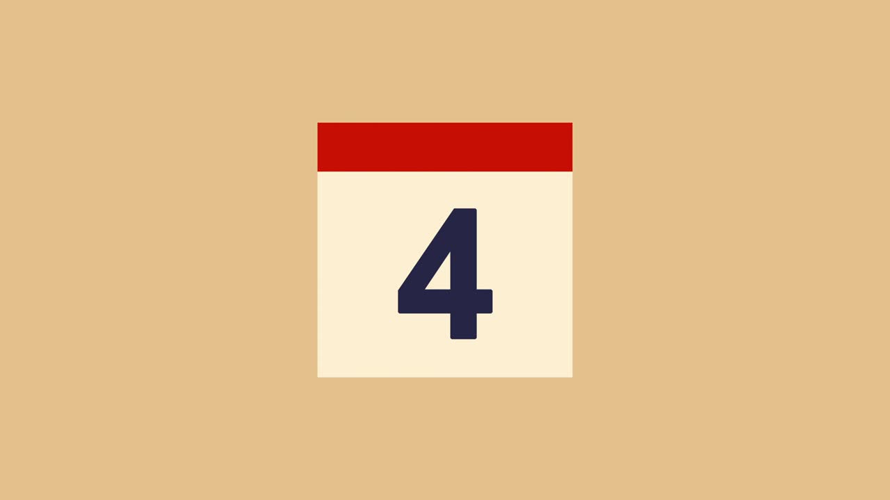 animación de bucle de colorido calendario mensual con páginas de vuelta de 31 días.