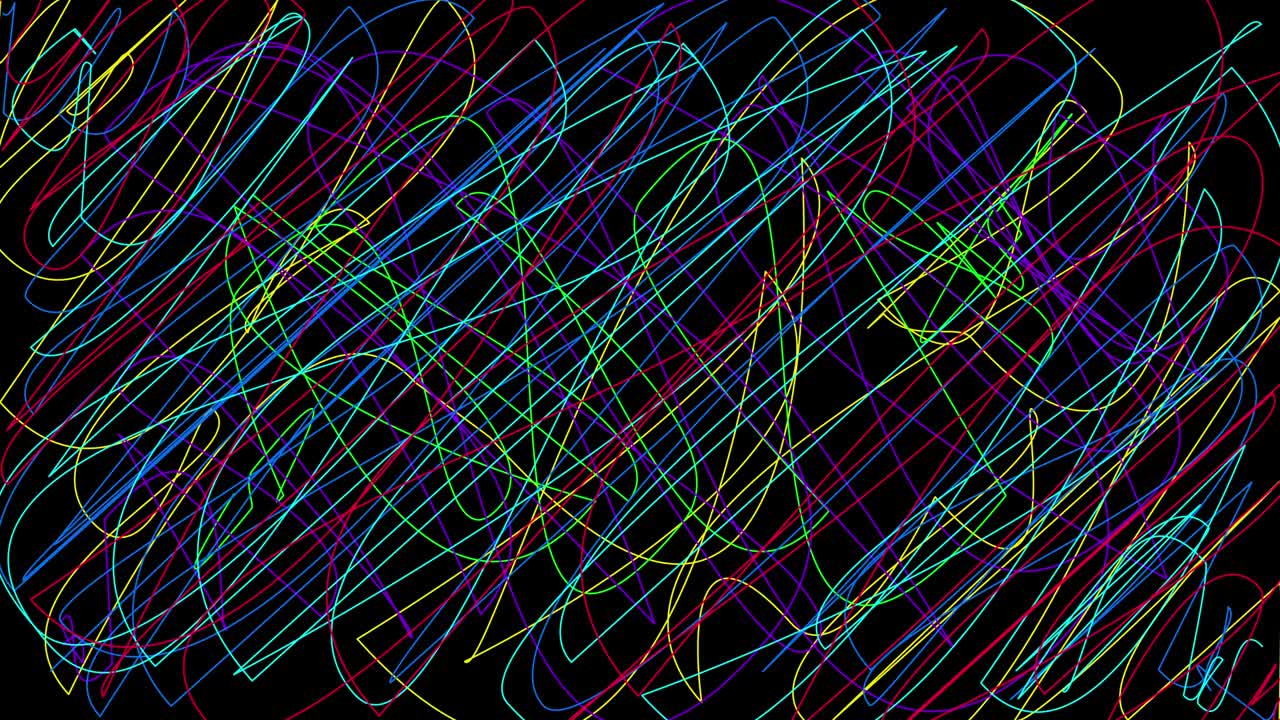 Colorful Scribbles Animation on Black Backdrop