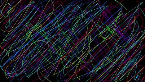 animación de garabates coloridos sobre un fondo negro