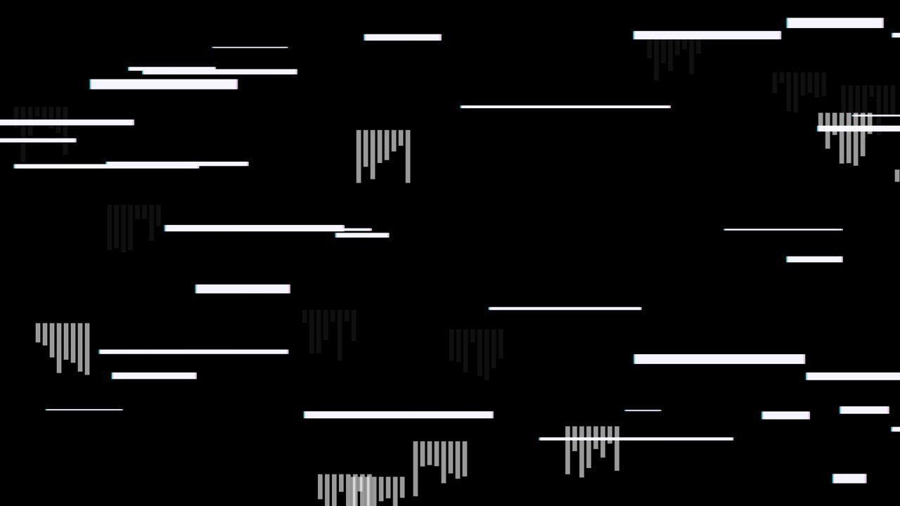 Digital Glitch Effect with Moving Horizontal Lines and Data Bars