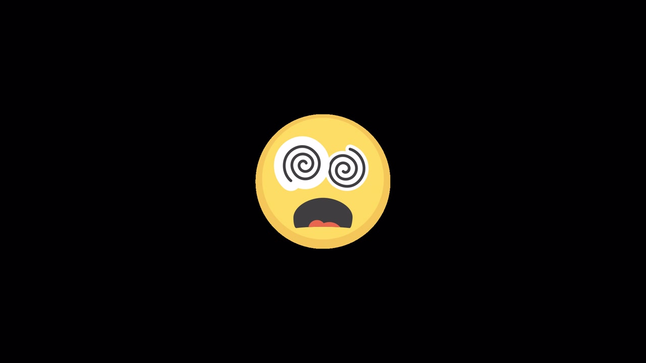 Yellow Emoji Face with Dizzy Spiral Eyes