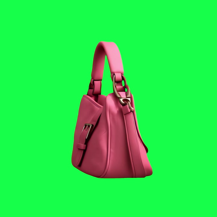 Borsa in pelle rosa che ruota su schermo verde