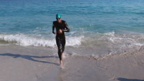 swimmers running in the ocean