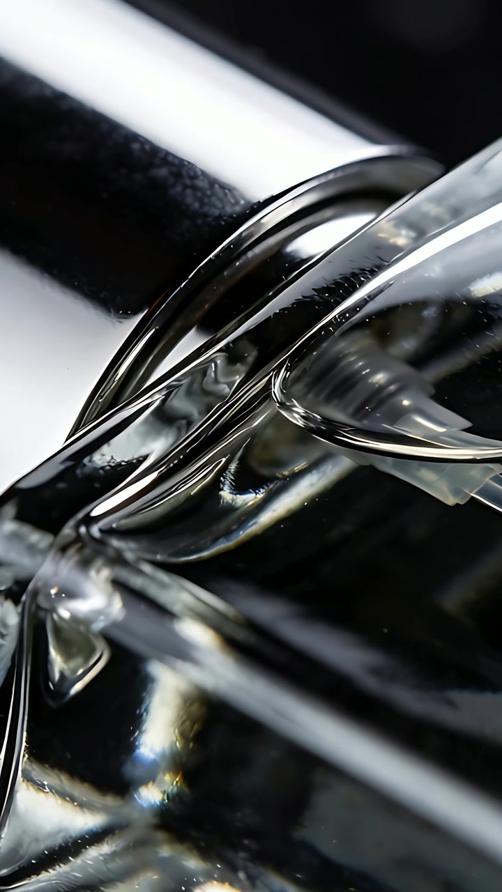 Vertical video: Showing molded glass, metal rod revealing detail via focus shifts in studio