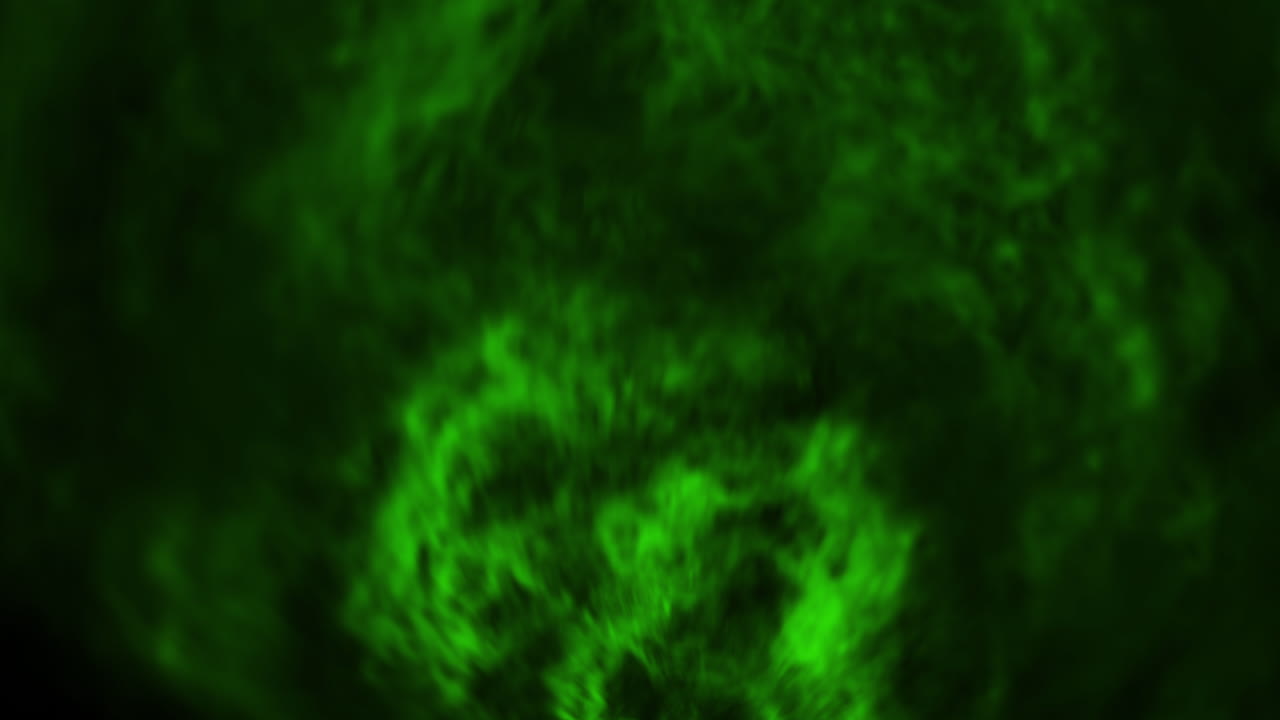 Green Energy Smoke Liquid Fluid Waves Pulsing on Black Background with Motion Blur. Abstract Visual Motion Graphics Wallpaper Background. Add to VFX Composition.