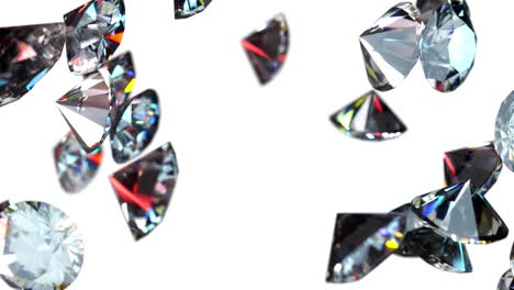 caindo grandes diamantes, gerado por computador. 3d renderização de fundo bonito