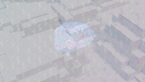 animation of digital brain with paper planes on geometric background