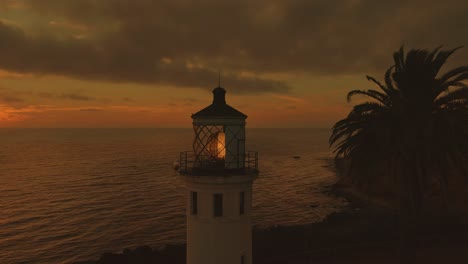 graded version of the sunset aerial video of the famous point vicente lighthouse