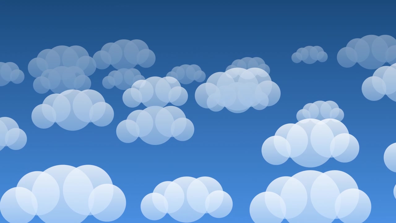 Animated Stylized Clouds Floating Across a Blue Sky