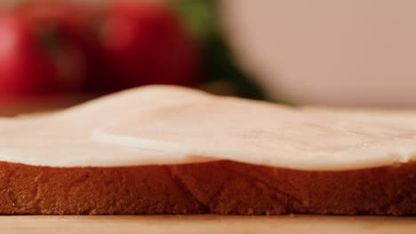 sliced ham on bread