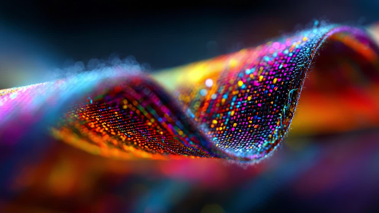 A Captivating Close-Up of a Textured Wave of Colorful Fabric Reflecting Light and Creating a Stunning Display of Shimmering Sparkles and Vibrant Hues That Captures the Beauty of Textile Artistry