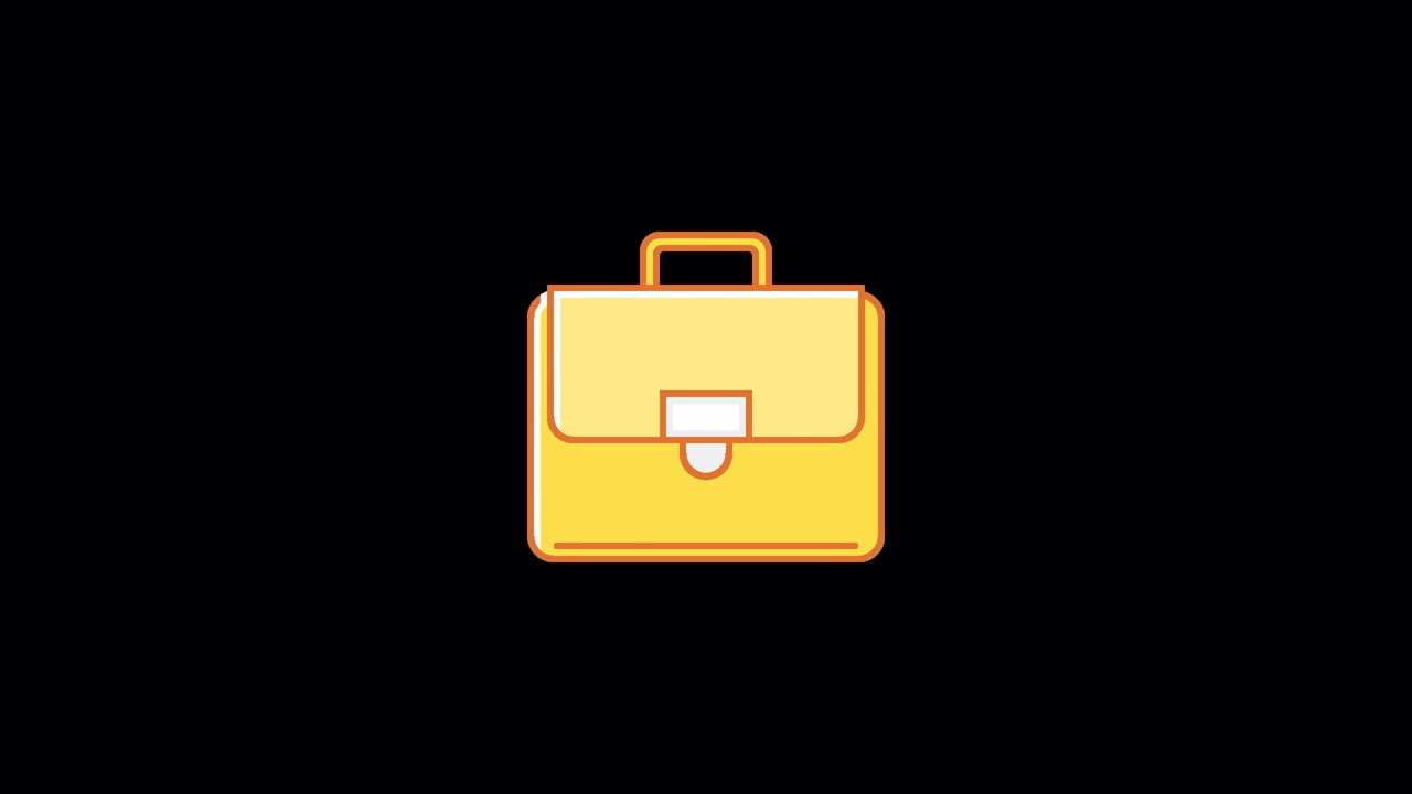 Animated Yellow Briefcase Icon on Black Background