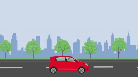animación sin fisuras de la carretera de la ciudad con coche