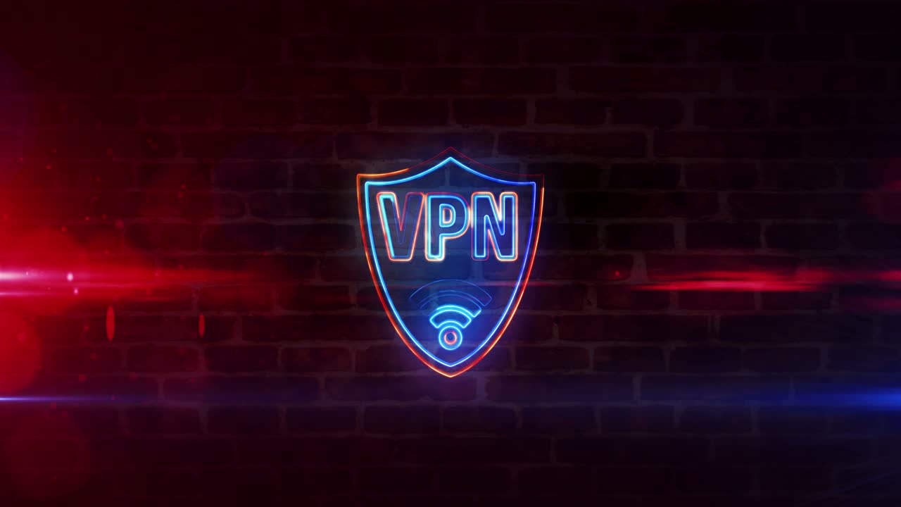 벽돌 벽에 vpn 네온 표지판