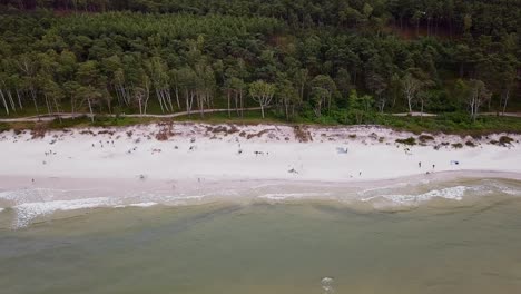 Baltic Sea Beach Drone Footage. Beautiful Secluded Beach on Baltic Sea Coast. Cloudy Day. Pomerania, Poland