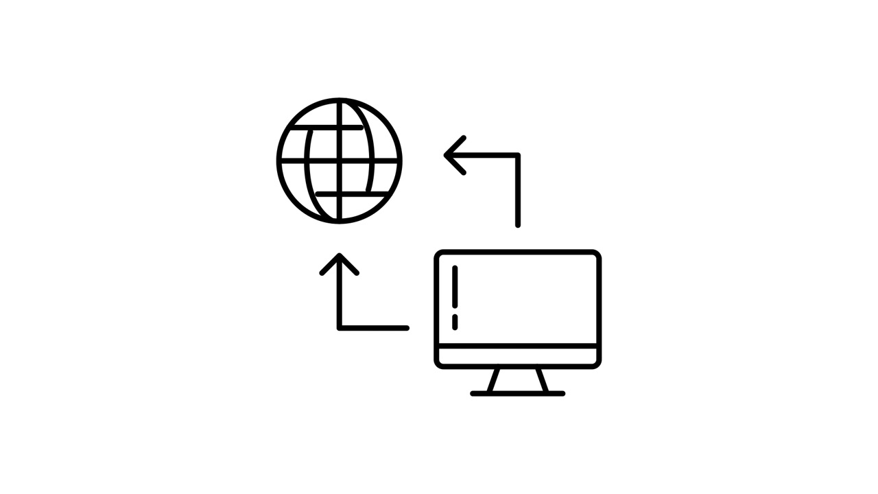 Animated Icon of Computer Connecting to Global Network