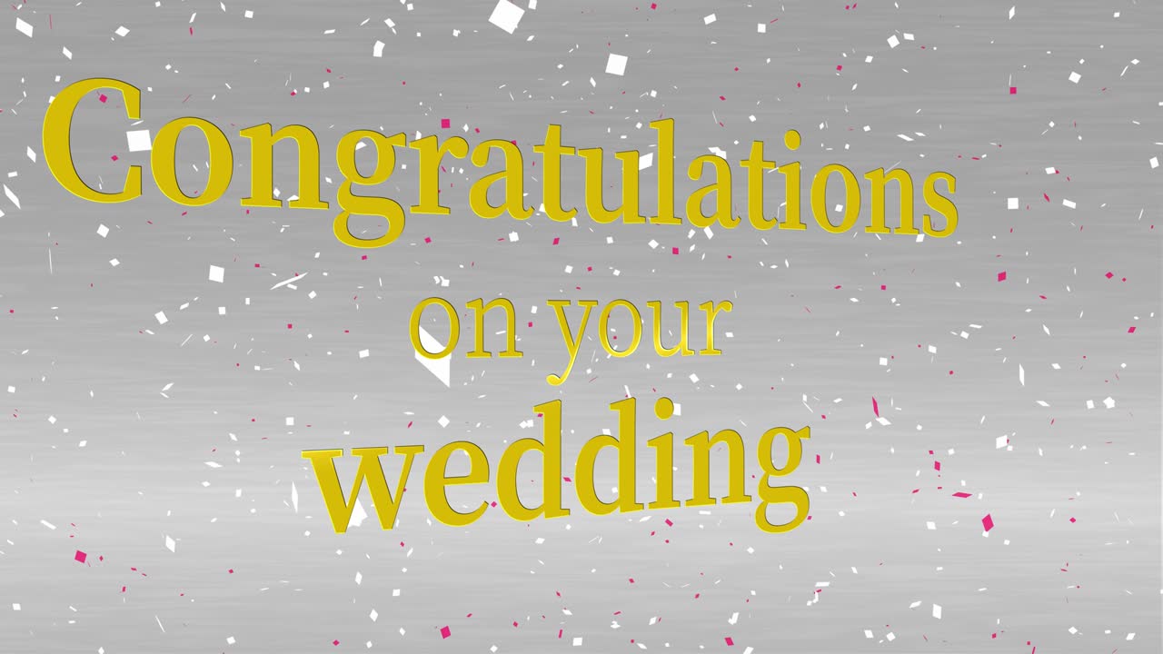 Grafica in movimento con animazione testuale del messaggio di congratulazioni per il vostro matrimonio