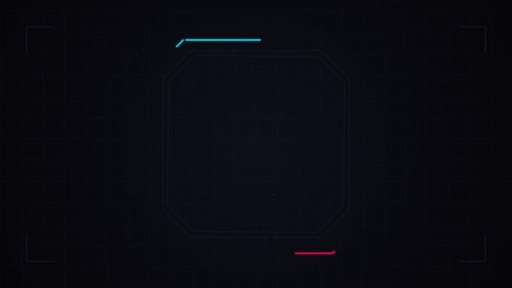 Abstract Digital HUD Interface with Rotating Geometric Shapes