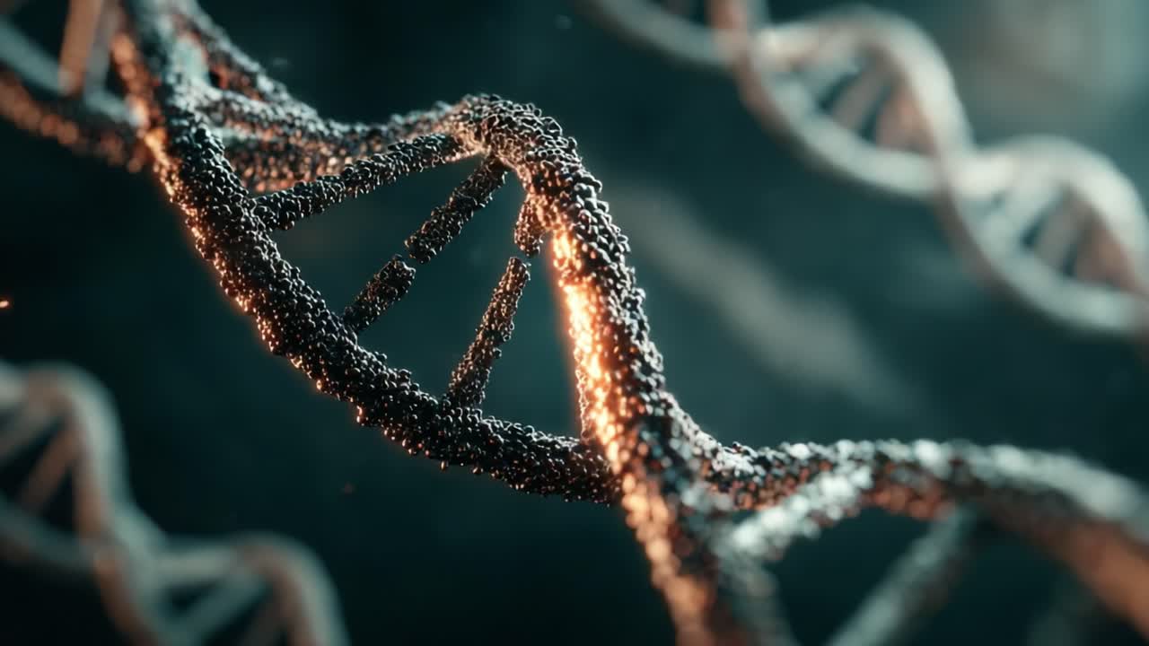 A Stunning Close-Up View of a DNA Double Helix, Highlighting the Intricate Structure of The Genetic Material in A Captivating Light Display