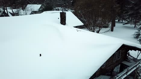 雪地推入小屋的无人机拍摄郊区的邻居