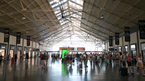 crowded train station interior