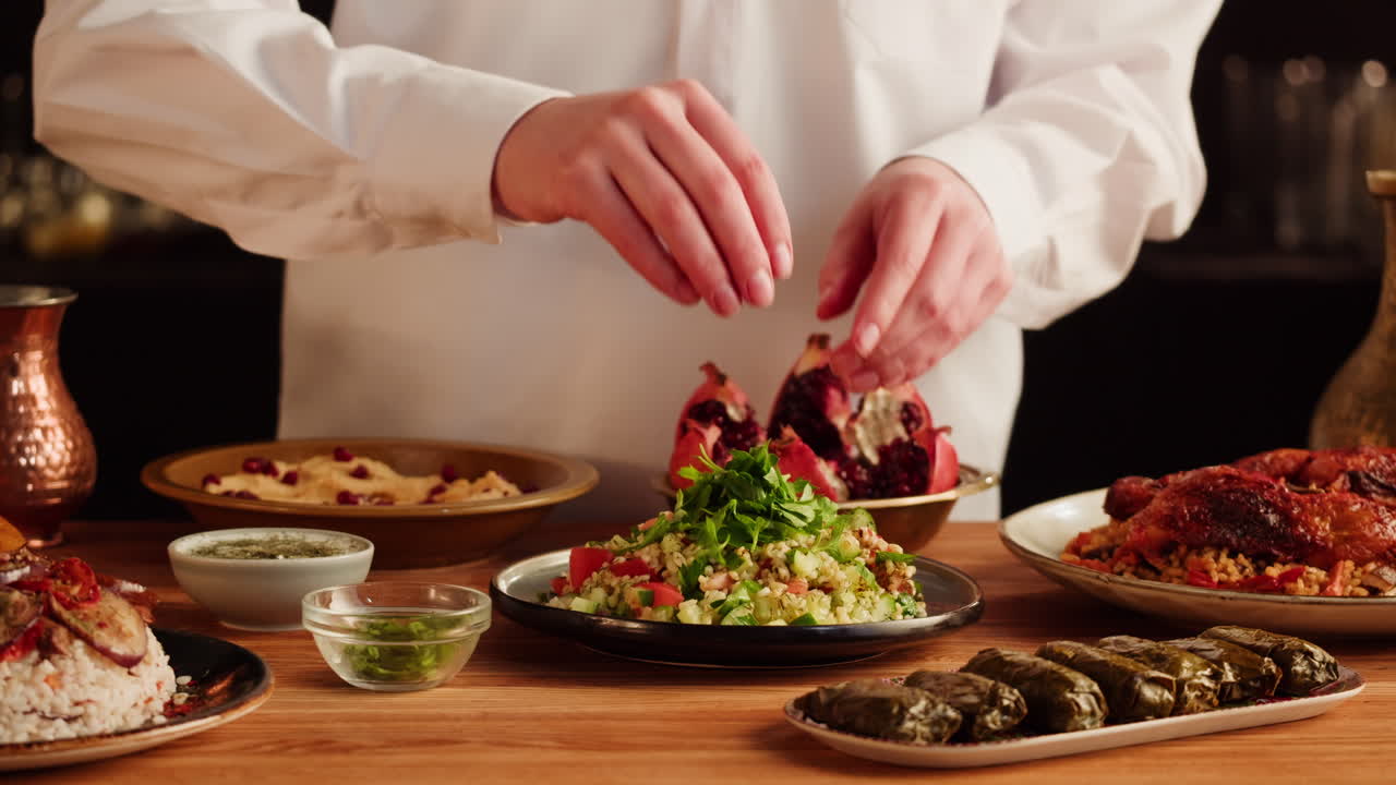 Chef Preparing a Middle Eastern Salad