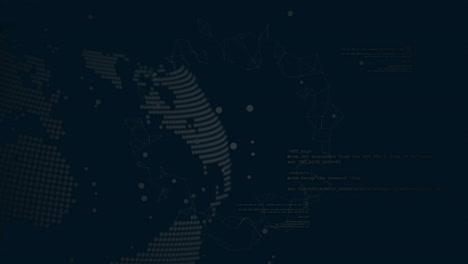 Animation-of-data-processing-over-globe-on-black-background