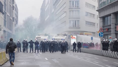 protest demonstration turns violent in brussels, the capital of belgium