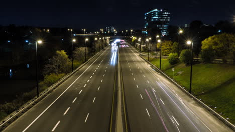 ultra high definition 4k timelapse of don valley parkway highway at night in toronto, canada.