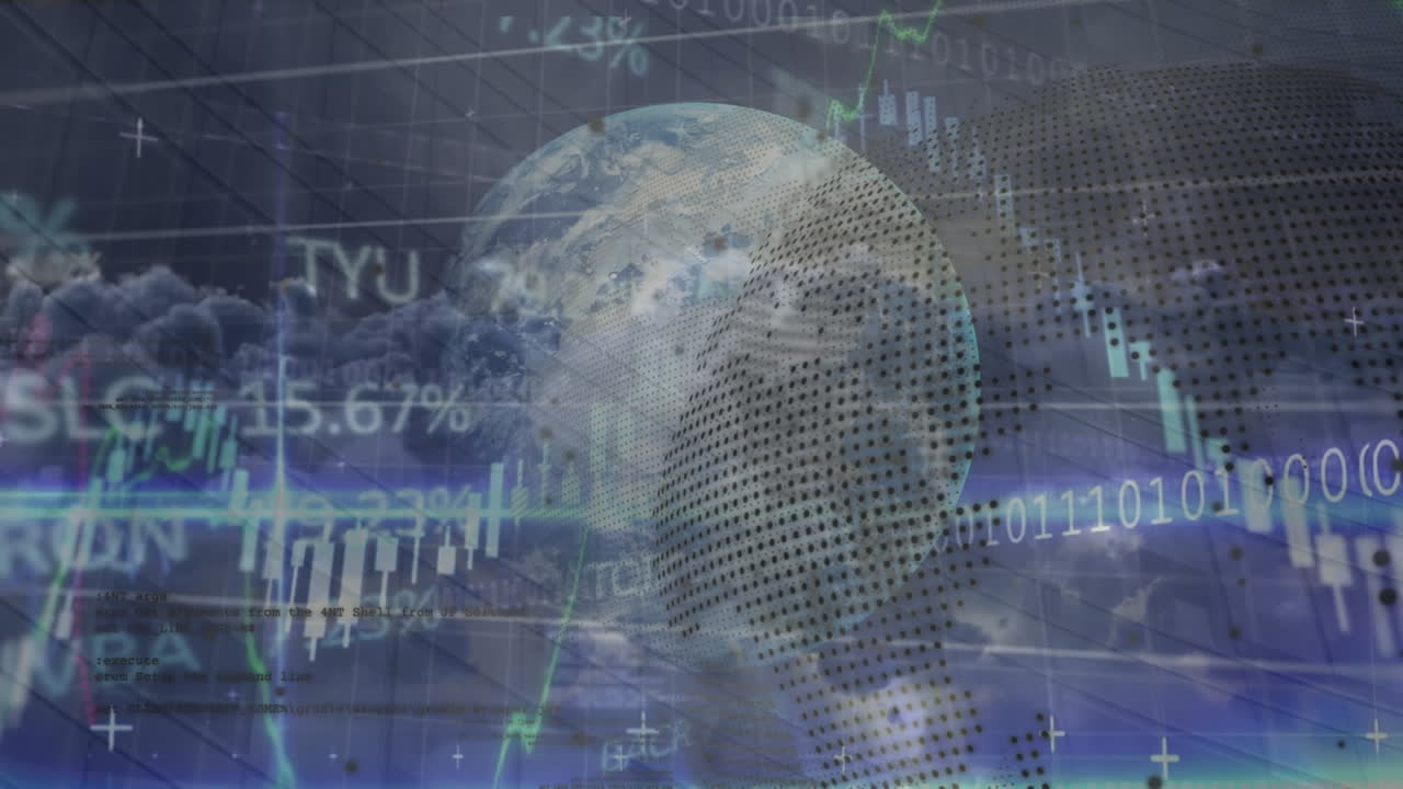 animación de las estadísticas y el procesamiento de datos en todo el mundo