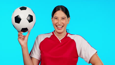 Deportes,-Cara-Y-Mujer-Feliz-Con-Balón-De-Fútbol