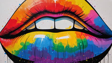 vibrant rainbow lips art collection