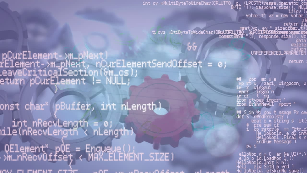 animación del procesamiento de datos digitales y qears sobre fondo azul